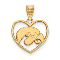 14k Gold Plated Silver U. of Iowa Heart Pendant