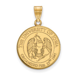 14k Gold Plated Silver U. of Iowa Large Crest Pendant