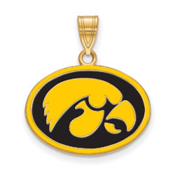 14k Gold Plated Silver U. of Iowa Medium Enamel Pendant