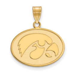 14k Gold Plated Silver U. of Iowa Medium Oval Mascot Pendant