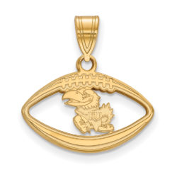 14k Gold Plated Silver U. of Kansas Football Pendant