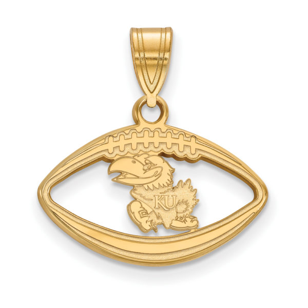 14k Gold Plated Silver U. of Kansas Football Pendant