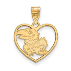 14k Gold Plated Silver U. of Kansas Heart Pendant