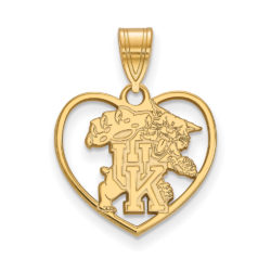 14k Gold Plated Silver U. of Kentucky Heart Pendant