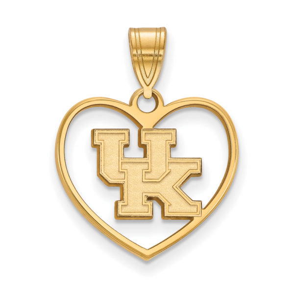 14k Gold Plated Silver U. of Kentucky 'UK' Heart Pendant