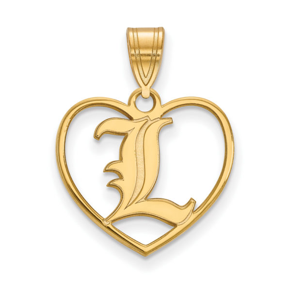 14k Gold Plated Silver U. of Louisville 'L' Heart Pendant