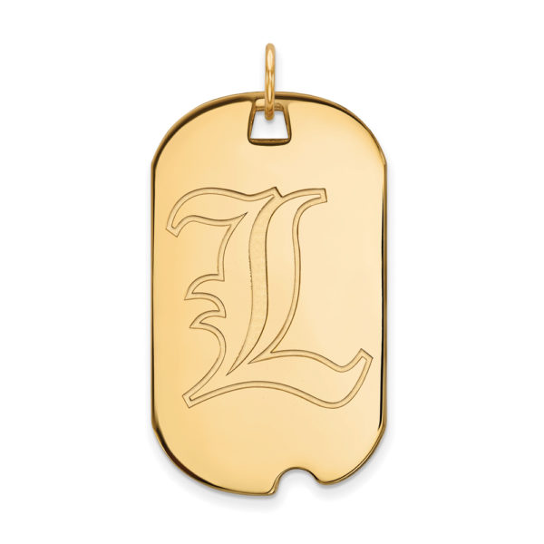 14k Gold Plated Silver U. of Louisville Large Dog Tag Pendant