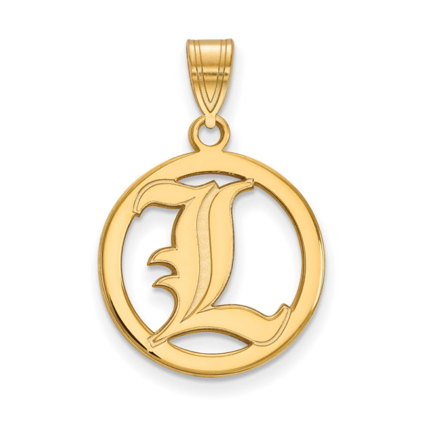 14k Gold Plated Silver U. of Louisville Small Circle Pendant