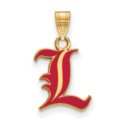 14k Gold Plated Silver U. of Louisville Small Enamel Pendant