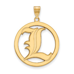 14k Gold Plated Silver U. of Louisville XL Circle Pendant