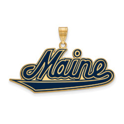 14k Gold Plated Silver U. of Maine XL Enamel Pendant