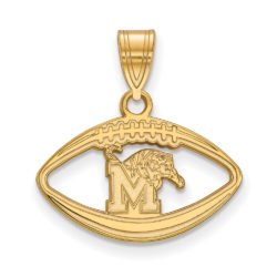 14k Gold Plated Silver U. of Memphis Football Pendant