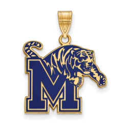 14k Gold Plated Silver U. of Memphis Large Enamel Logo Pendant