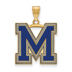 14k Gold Plated Silver U. of Memphis Large Enamel Pendant