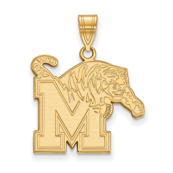 14k Gold Plated Silver U. of Memphis Large Logo Pendant