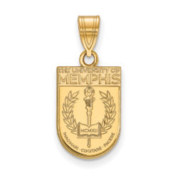 14k Gold Plated Silver U. of Memphis Medium Crest Shield Pendant