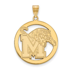 14k Gold Plated Silver U. of Memphis XL Logo Circle Pendant