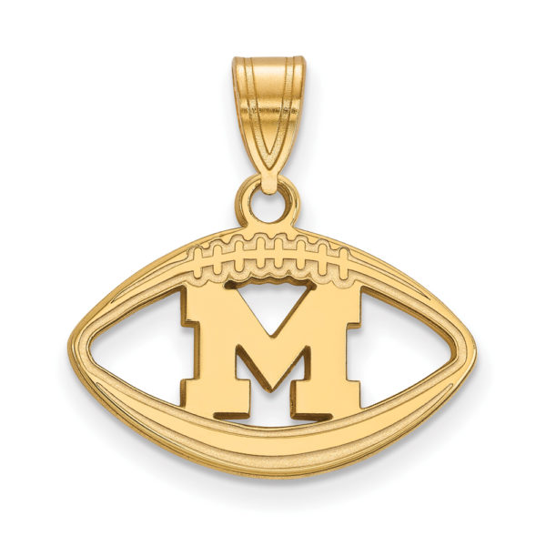 14k Gold Plated Silver U. of Michigan Football Pendant