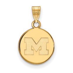 14k Gold Plated Silver U. of Michigan Small Initial M Disc Pendant