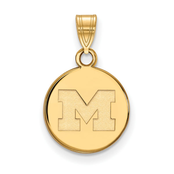 14k Gold Plated Silver U. of Michigan Small Initial M Disc Pendant