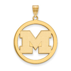 14k Gold Plated Silver U. of Michigan XL Initial M Circle Pendant