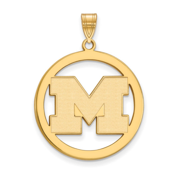 14k Gold Plated Silver U. of Michigan XL Initial M Circle Pendant