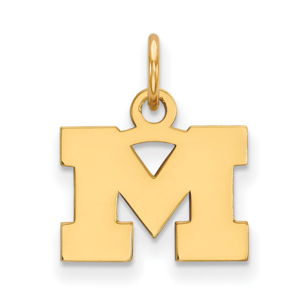 14k Gold Plated Silver U. of Michigan XS (Tiny) Initial M Charm