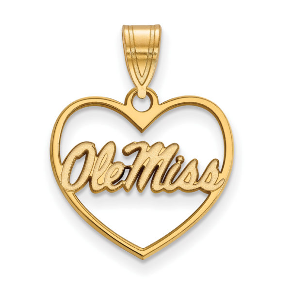 14k Gold Plated Silver U. of Mississippi Heart Pendant