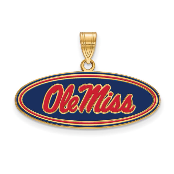 14k Gold Plated Silver U. of Mississippi Medium Enamel Pendant