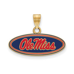 14k Gold Plated Silver U. of Mississippi SM Enamel 'Ole Miss' Pendant