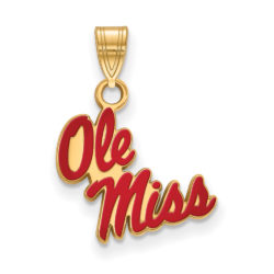 14k Gold Plated Silver U. of Mississippi Small Enamel Pendant