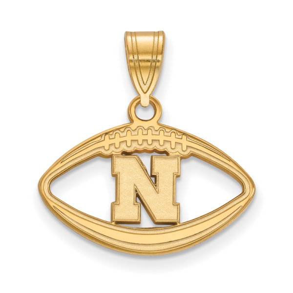 14k Gold Plated Silver U. of Nebraska Football Pendant