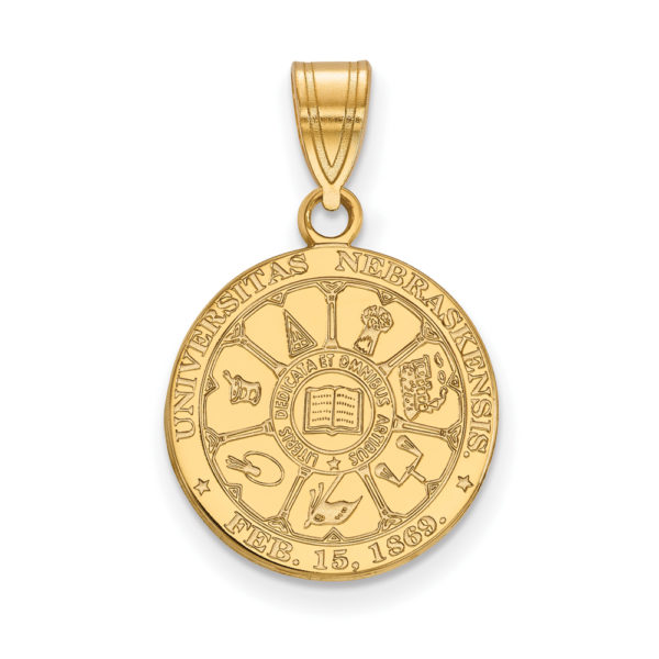 14k Gold Plated Silver U. of Nebraska Medium Crest Pendant