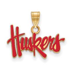 14k Gold Plated Silver U. of Nebraska Small Enamel 'Huskers' Pendant