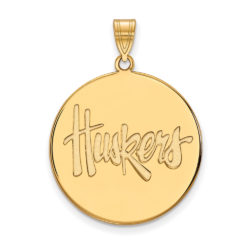 14k Gold Plated Silver U. of Nebraska XL Disc Pendant