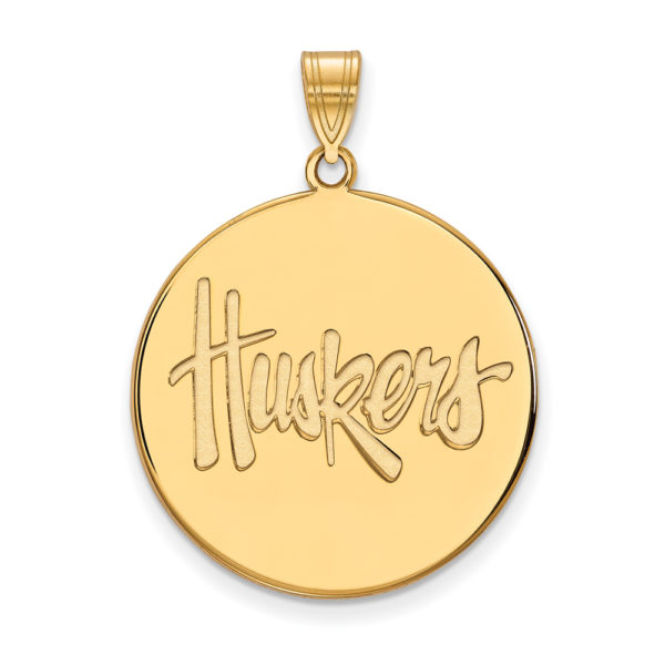 14k Gold Plated Silver U. of Nebraska XL Disc Pendant