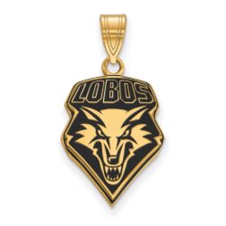 14k Gold Plated Silver U. of New Mexico Large Enamel Pendant