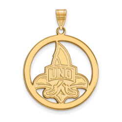 14k Gold Plated Silver U. of New Orleans XL Circle Pendant