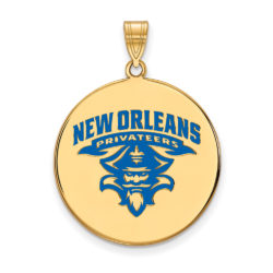 14k Gold Plated Silver U. of New Orleans XL Enamel Disc Pendant