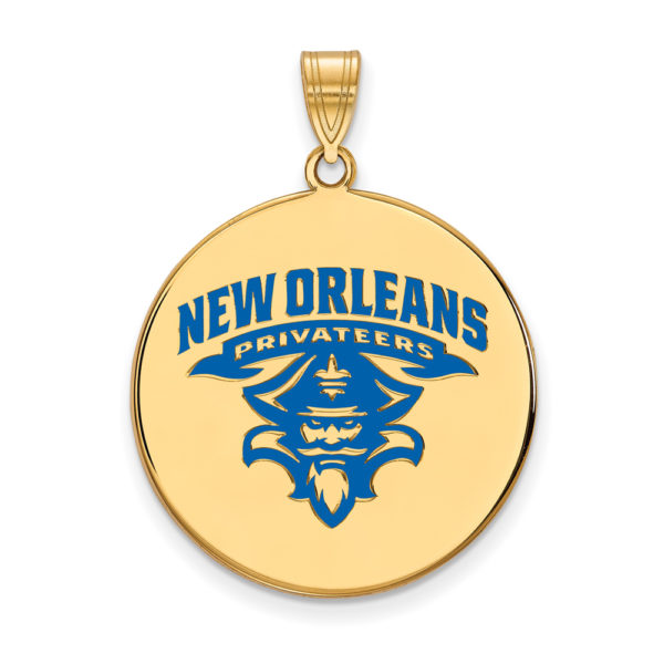 14k Gold Plated Silver U. of New Orleans XL Enamel Disc Pendant