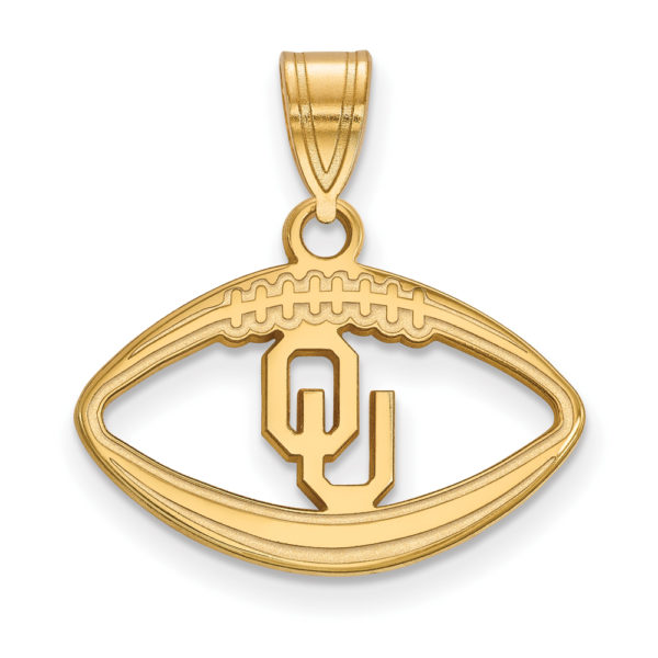 14k Gold Plated Silver U. of Oklahoma Football Pendant