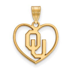 14k Gold Plated Silver U. of Oklahoma Heart Pendant