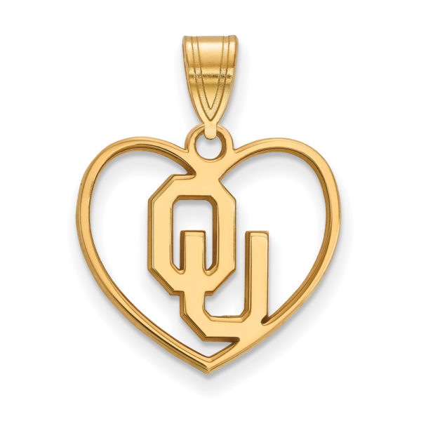 14k Gold Plated Silver U. of Oklahoma Heart Pendant