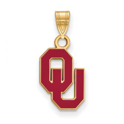 14k Gold Plated Silver U. of Oklahoma Small Enamel Pendant