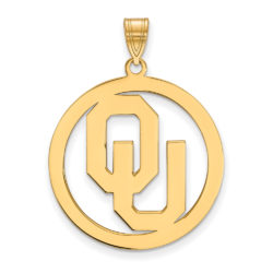 14k Gold Plated Silver U. of Oklahoma XL Circle Pendant