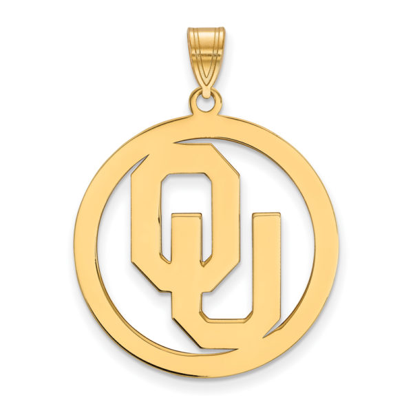 14k Gold Plated Silver U. of Oklahoma XL Circle Pendant