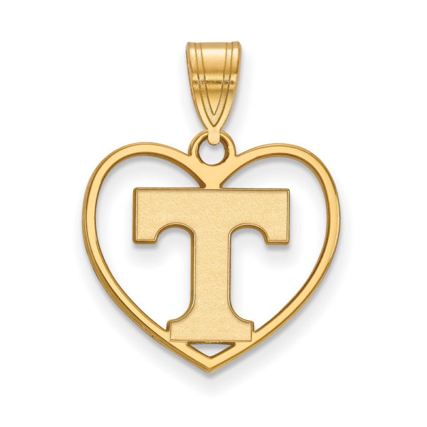 14k Gold Plated Silver U. of Tennessee Initial T Heart Pendant