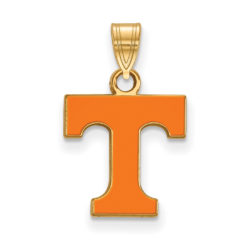 14k Gold Plated Silver U. of Tennessee Small Enamel 'T' Pendant