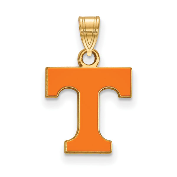 14k Gold Plated Silver U. of Tennessee Small Enamel 'T' Pendant