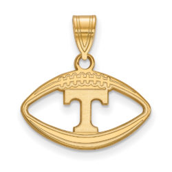 14k Gold Plated Silver U. of Tennessee 'T' Football Pendant